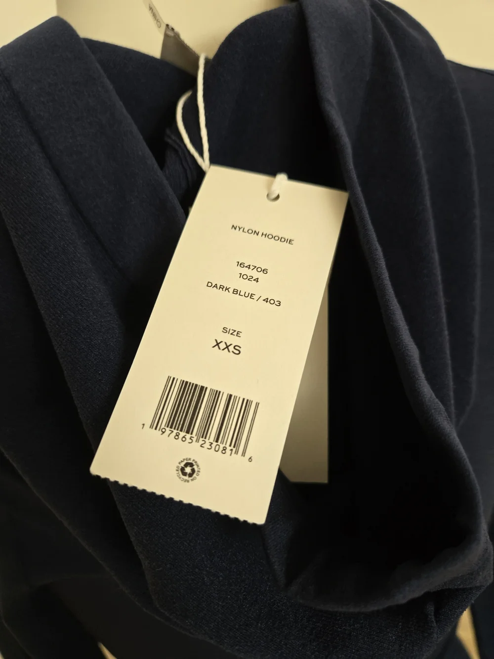 Brand New With Tags Tory Burch Nylon Navy Hooded Long-Sleeve Top
